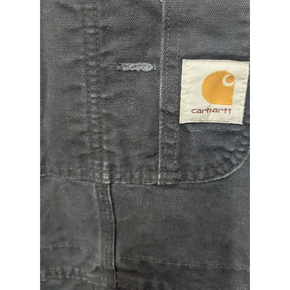 Vintage Carhartt R02 BLK 34x32 Black Insulated Double Knee Bib Overalls USA